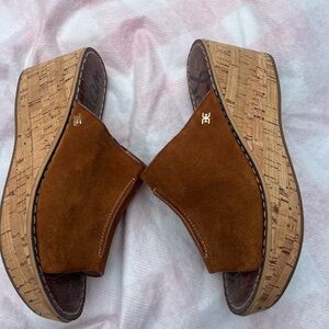 Sam Edelman Tan Cork Platform Slides